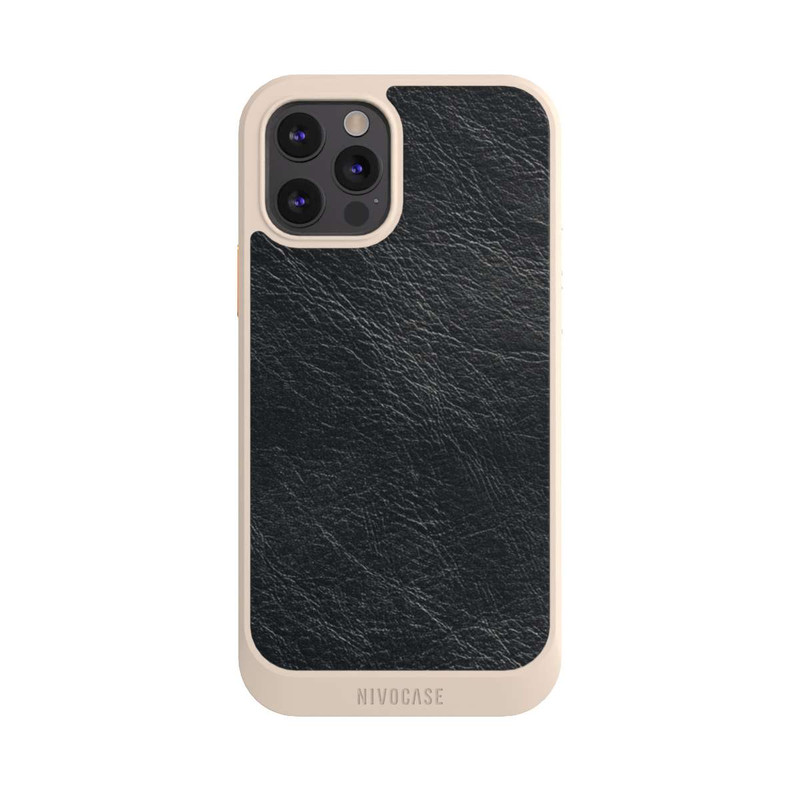 iPhone 12 Pro NIVOcore Schwarzer Lederlook Hintergrund