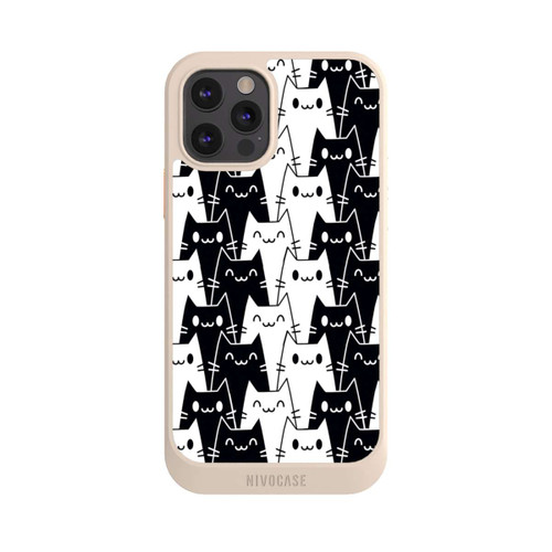 Apple iPhone 12 Pro NIVOcore Katzentapete Schwarz Weiß