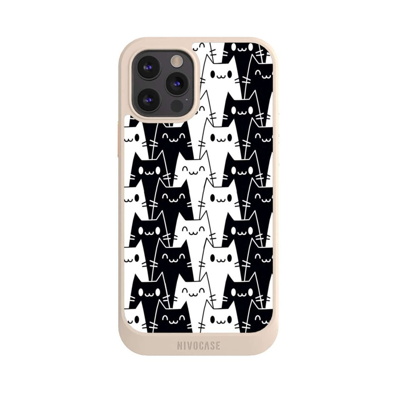 iPhone 12 Pro NIVOcore Katzentapete Schwarz Weiß
