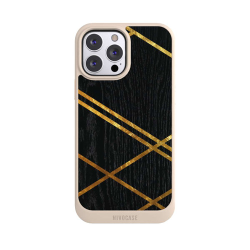 Apple iPhone 13 Pro Max NIVOcore Schwarzes geometrisches Muster Goldene Streifen