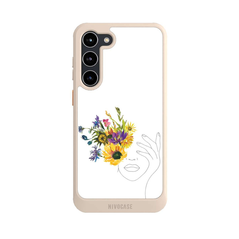 Galaxy S23 + NIVOcore Line Art Frau Sonnenblumen