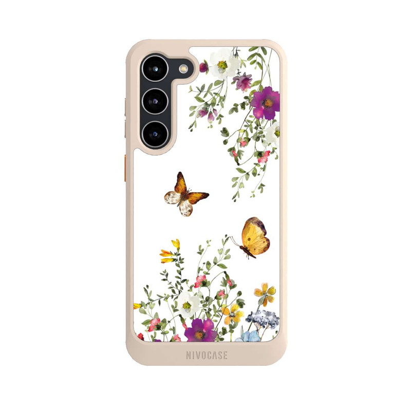 Galaxy S23 + NIVOcore Schmetterlinge und bunte Blumen