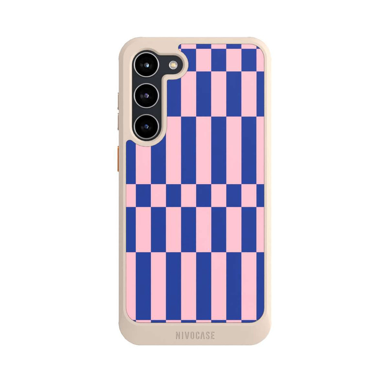 Galaxy S23 + NIVOcore Checked Abstract Bold Electric Blue and Pink Color Block