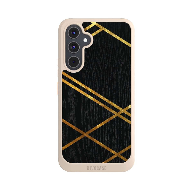 Galaxy A54 5G NIVOcore Black Geometric Pattern Golden Stripes