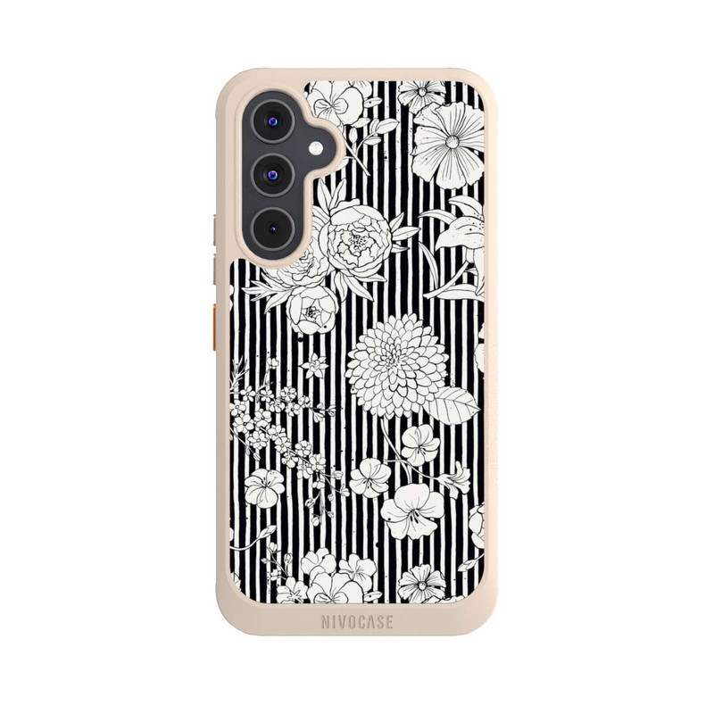 Galaxy A54 5G NIVOcore Blumen und Streifen Schwarz und Weiß
