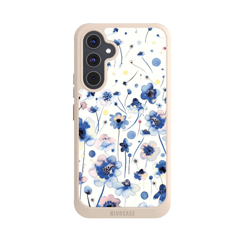 Galaxy A54 5G NIVOcore Watercolor Ink Blue Flowers