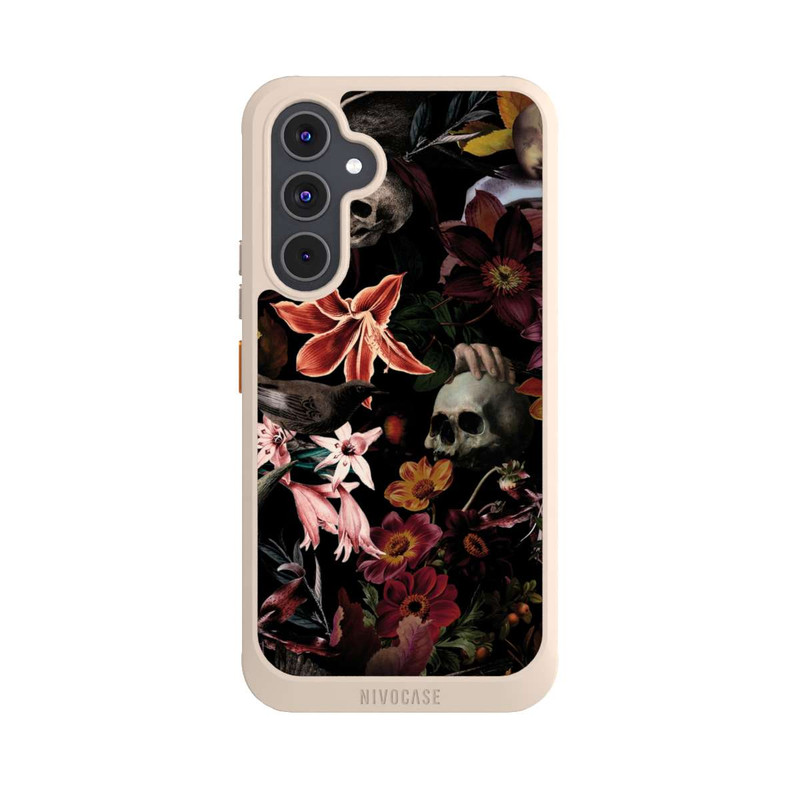 Galaxy A54 5G NIVOcore Totenköpfe und Blumen auf dunklem Hintergrund