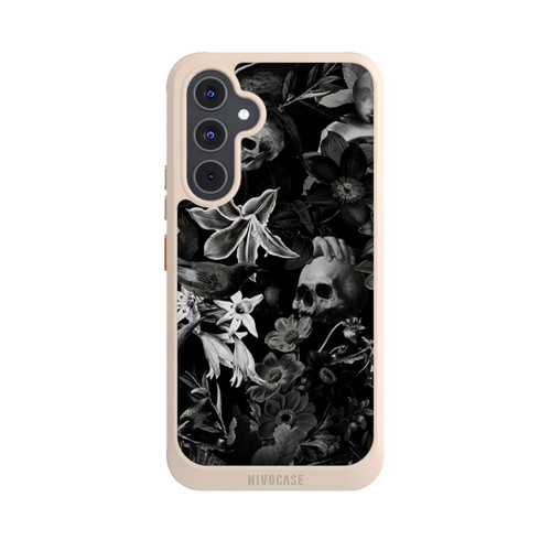 Samsung Galaxy A54 5G NIVOcore Totenköpfe und Blumen auf schwarzem Hintergrund