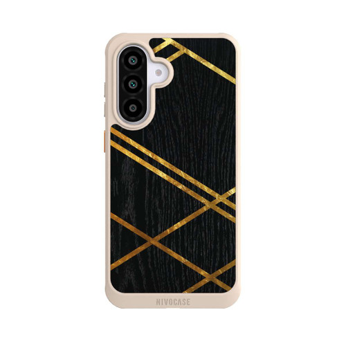 Samsung Galaxy A56 5G NIVOcore Black Geometric Pattern Golden Stripes