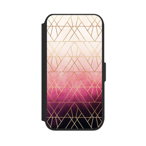 Apple iPhone 7 NIVOflip Pink Ombre Dreiecke Golddruck