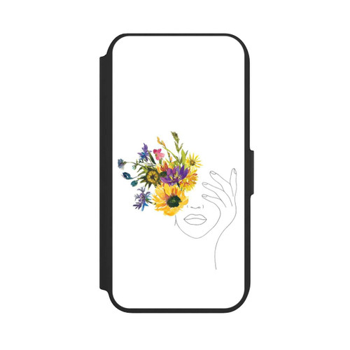 Apple iPhone 7 NIVOflip Line Art Frau Sonnenblumen