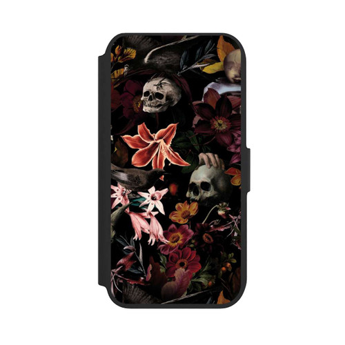 Apple iPhone 7 NIVOflip Totenköpfe und Blumen auf dunklem Hintergrund