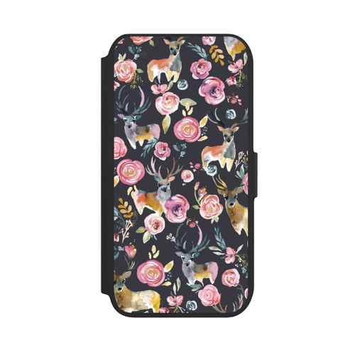 Apple iPhone 7 NIVOflip Hirsche und Blumen Anthrazit