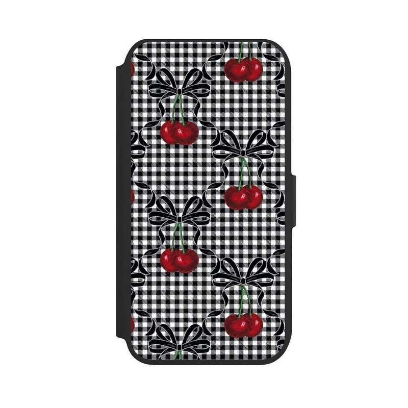iPhone 7 NIVOflip Kirschen Muster Schwarz