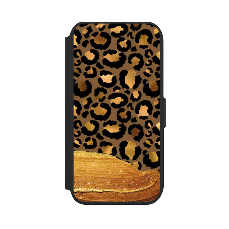 iPhone 8 NIVOflip Dunkelgoldener Leoparden Glitzerlook