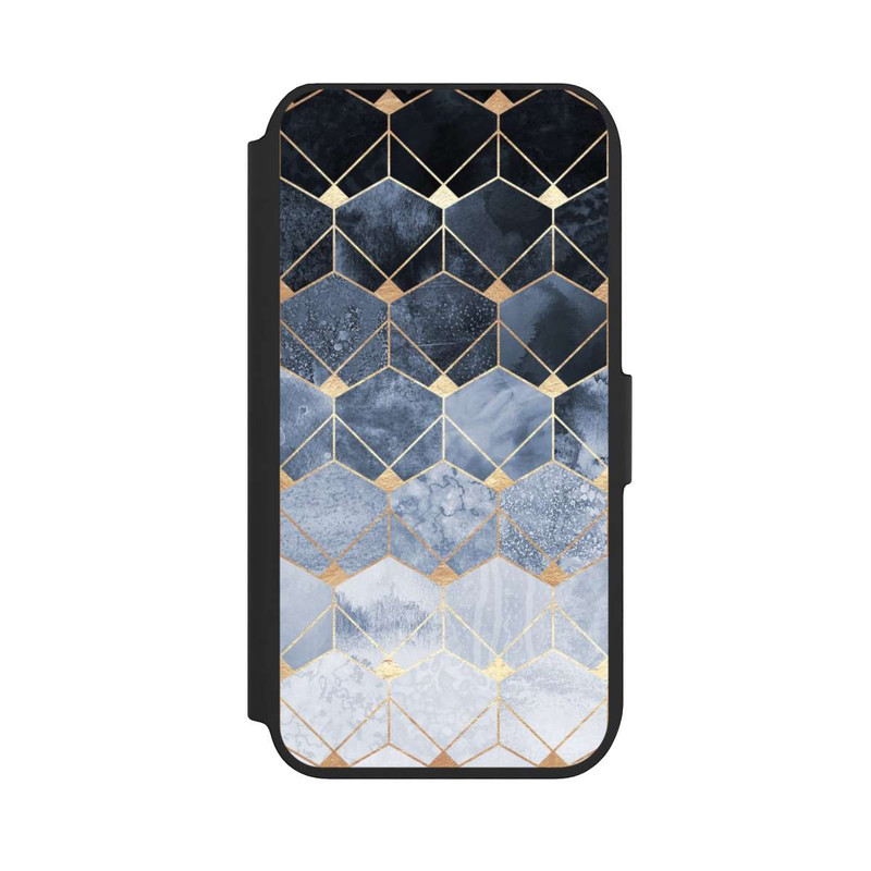 iPhone 8 NIVOflip Impression Or Hexagones Bleus Et Diamants