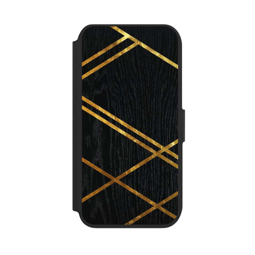 Apple iPhone 8 NIVOflip Schwarzes geometrisches Muster Goldene Streifen