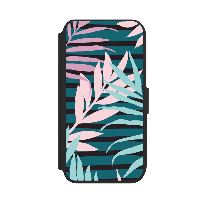 iPhone 8 NIVOflip Feuilles de jungle pastel rose sarcelle