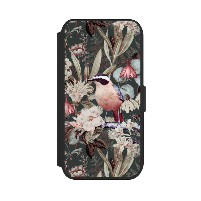 iPhone 8 NIVOflip Orangefarbener Vogel im Vintage Blumenmuster