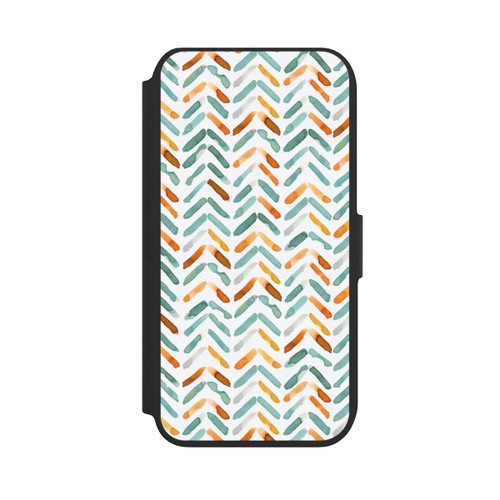Apple iPhone 8 NIVOflip Elegantes Herbstchevron Blau Orange