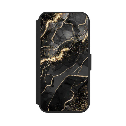 Apple iPhone 8 NIVOflip Look Spirales de Marbre Sombre &amp; Or
