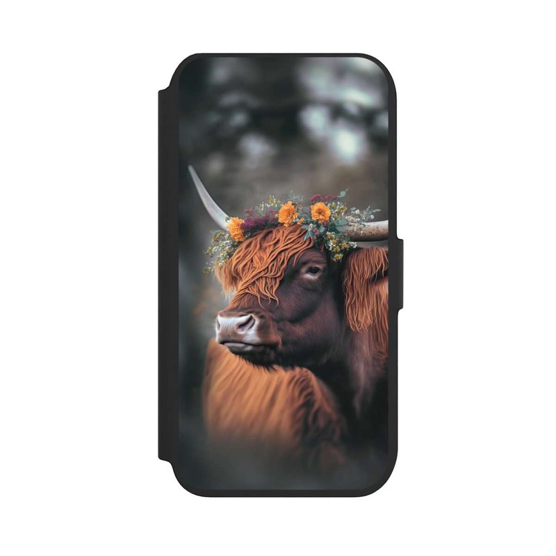 iPhone 8 NIVOflip Vache des Highlands avec des fleurs avec IA