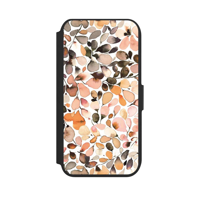 iPhone 8 NIVOflip Eukalyptus Aquarellblätter Dunkelbraun Herbst