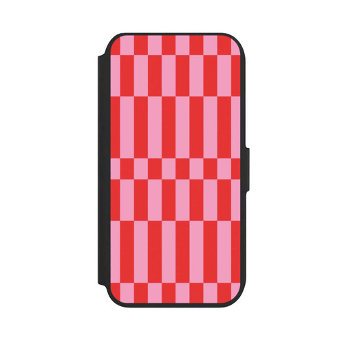 Apple iPhone 8 NIVOflip Checked Abstract Bold Coral Red and Pink Color Block