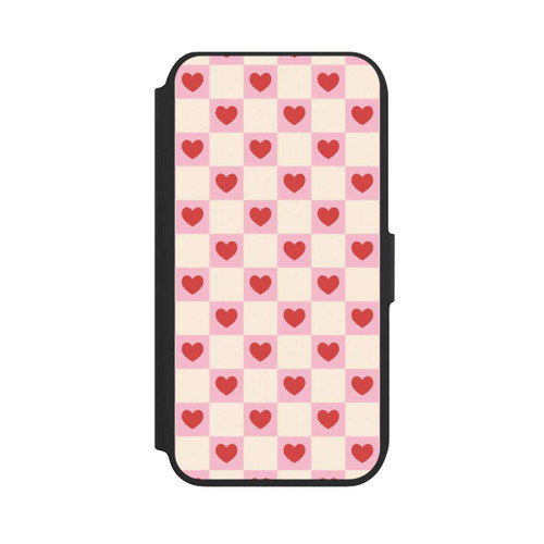 Apple iPhone 8 NIVOflip Rosa Kariertes Herzmuster Valentinstag