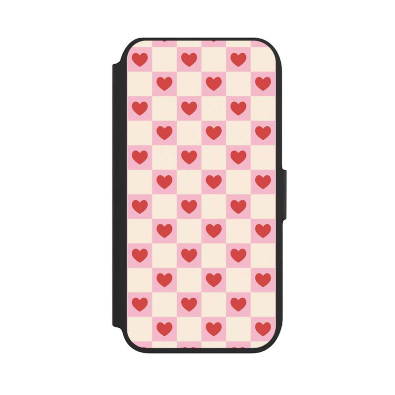 iPhone 8 NIVOflip Cœurs à Carreaux Roses Saint-Valentin