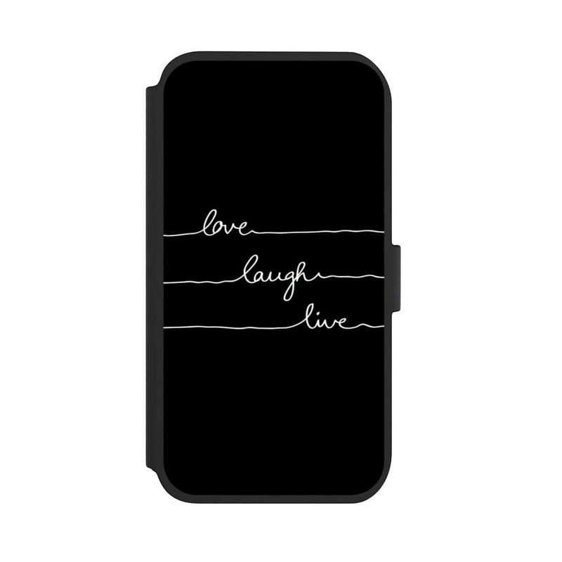 iPhone 11 NIVOflip Love Laugh Live weiß/schwarz