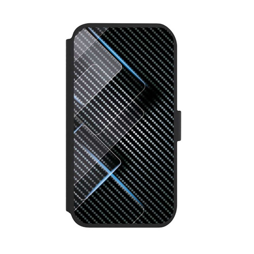 Apple iPhone 11 NIVOflip Blaue Linien auf Karbon