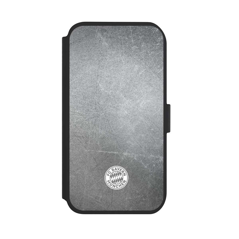 iPhone 11 NIVOflip Logo FCB Classique Petit - Blanc sur Fond Métallique