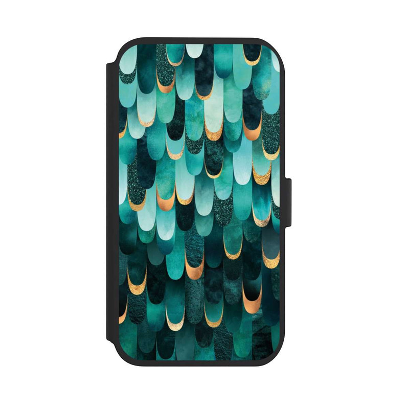 iPhone 11 NIVOflip Imprimé or turquoise à plumes