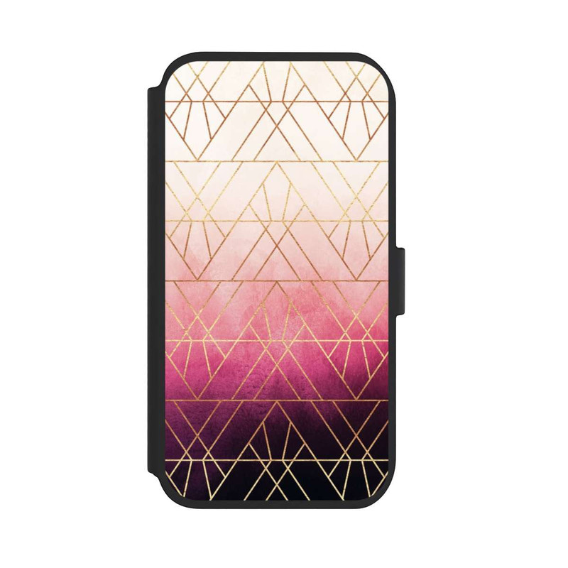 iPhone 11 NIVOflip Pink Ombre Dreiecke Golddruck