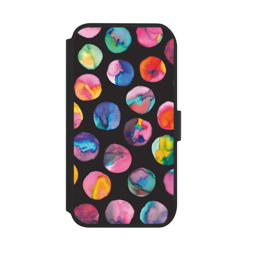 Apple iPhone 11 NIVOflip Bunte Tintenmurmeln Punkte Schwarz
