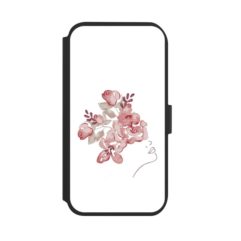 iPhone 11 NIVOflip Line Art Fleurs de visage de femme