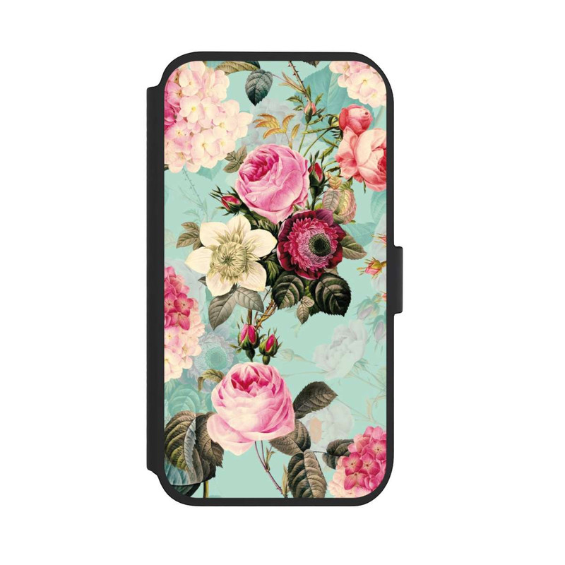 iPhone 11 NIVOflip Roses en papier peint turquoise