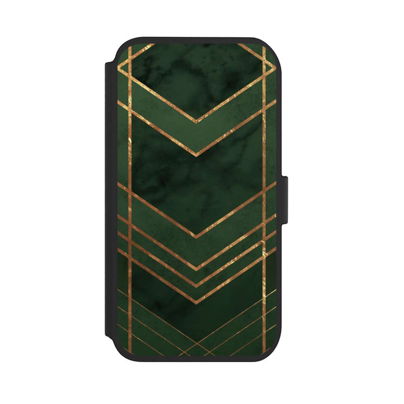 iPhone 11 NIVOflip Dark Green Pattern Golden Stripes