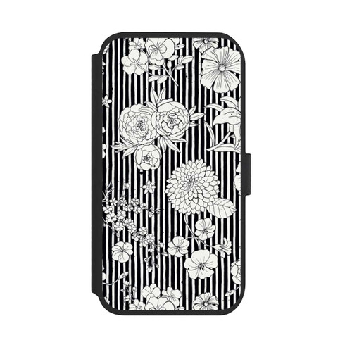 Apple iPhone 11 NIVOflip Blumen und Streifen Schwarz und Weiß