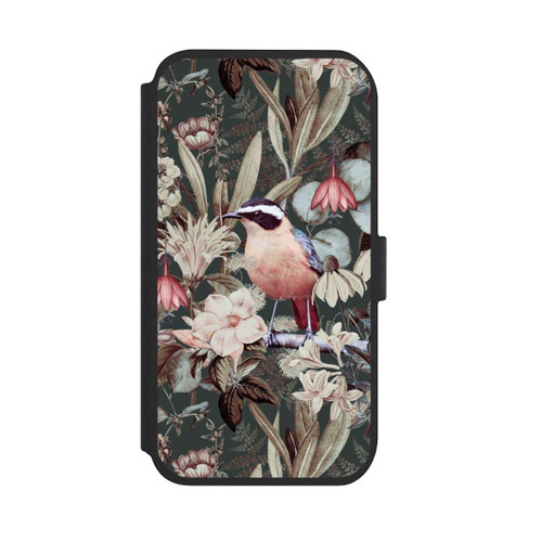 Apple iPhone 11 NIVOflip Orangefarbener Vogel im Vintage Blumenmuster
