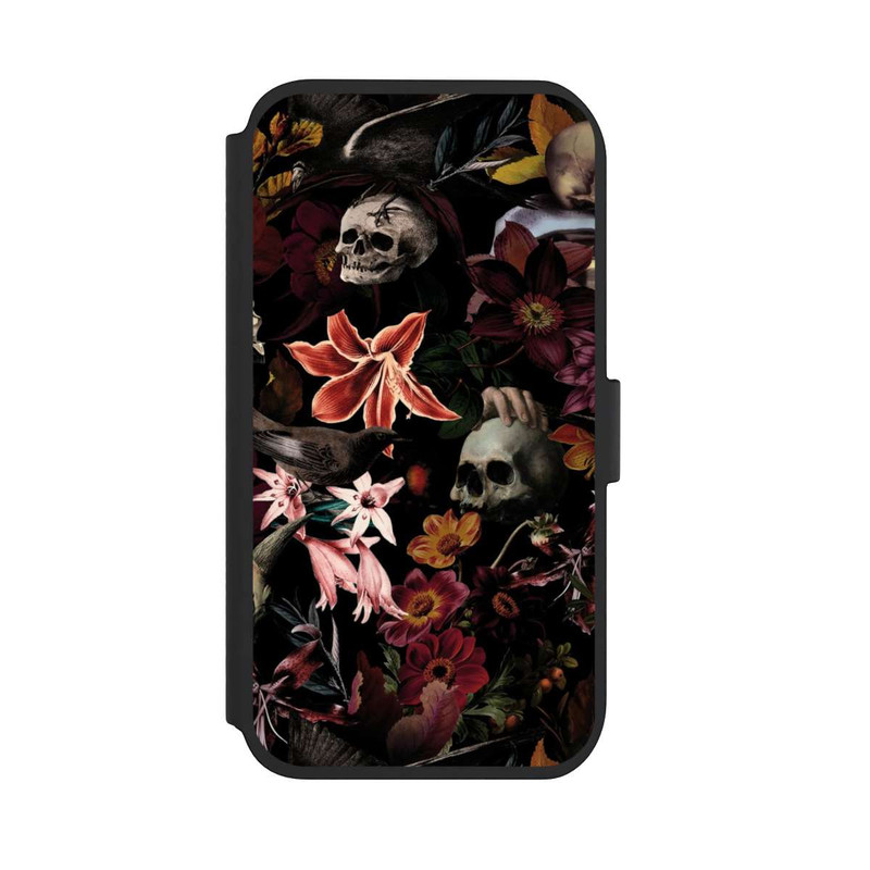 iPhone 11 NIVOflip Skulls and Flowers on Dark Background