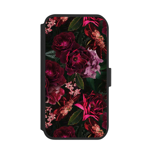 Apple iPhone 11 NIVOflip Dunkelrote und rosa Blüten