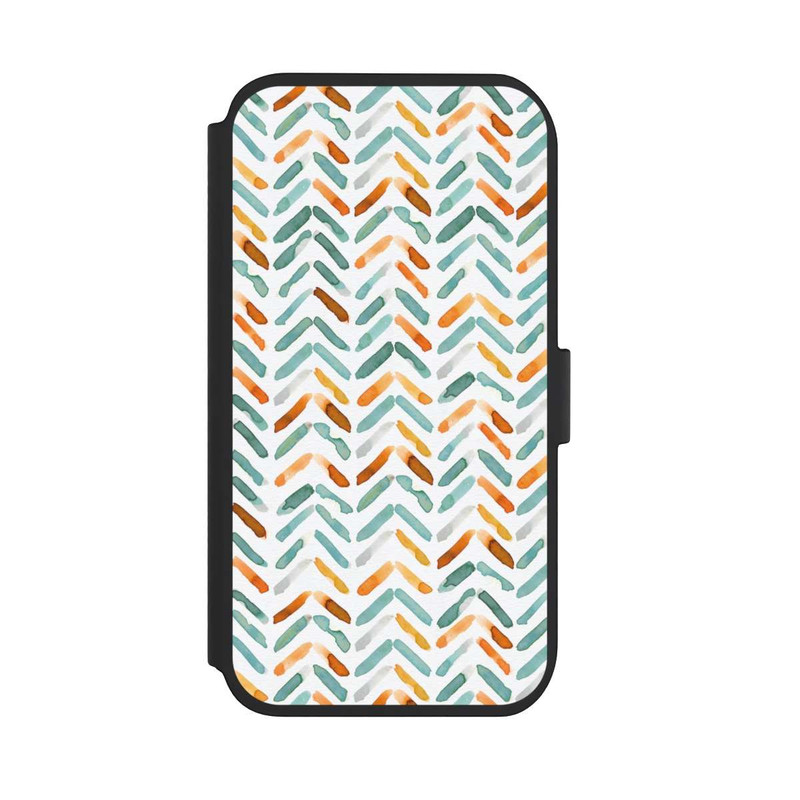 iPhone 11 NIVOflip Elegantes Herbstchevron Blau Orange