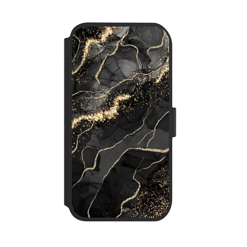 iPhone 11 NIVOflip Dark Marble Swirls Gold Look