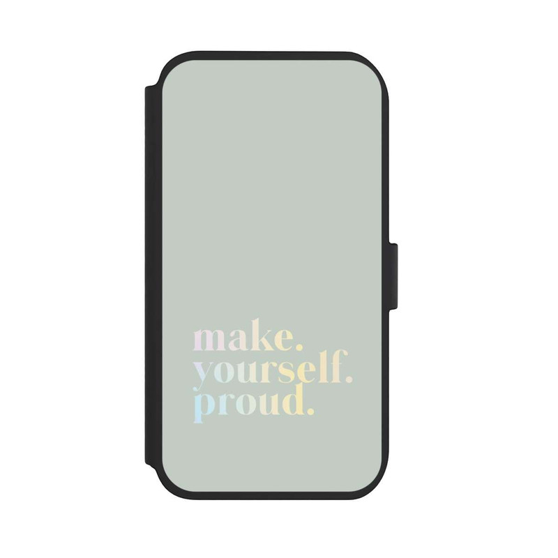iPhone 11 NIVOflip Make Yourself Proud Zitat-Minze und Farbverlauf