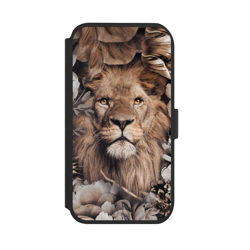 iPhone 11 NIVOflip Löwe Blumenrahmen Beige