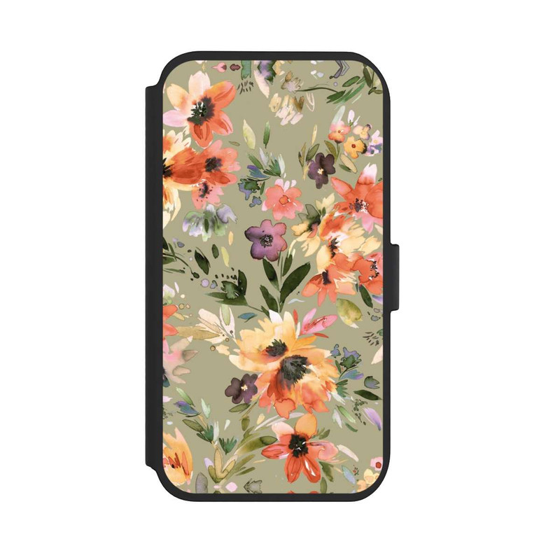 iPhone 11 NIVOflip Fleurs tropicales picturales vert sauge