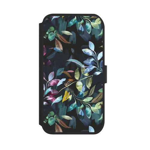 Apple iPhone 11 NIVOflip Mystische Aquarellblätter schwarz