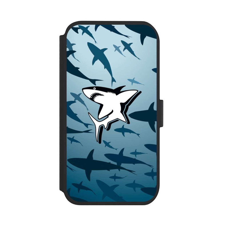 iPhone 11 NIVOflip Haie Muster Blau